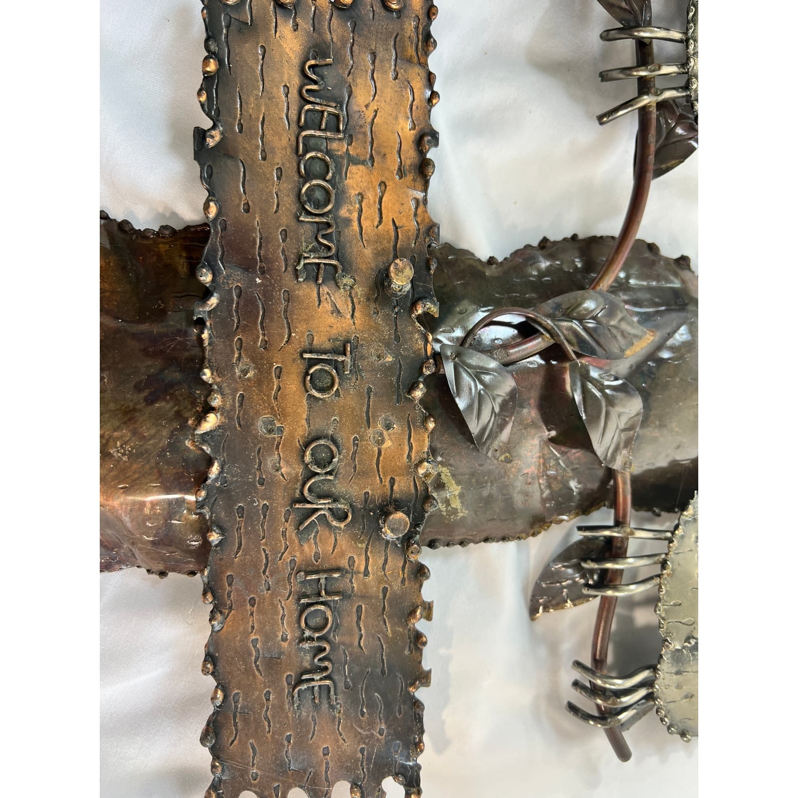 Metal Owl Wall Hanging Welcome To Our Home Vintage 70s 12"x24" Rustic Home Decor - Thumbnail 22