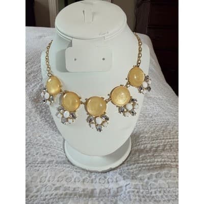 Vintage Orion Statement Necklace Gold Tone Beaded Rhinestone Accent 16" NWT - Thumbnail 9