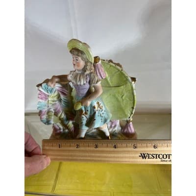 Vintage MCM Porcelain Victorian Girl Vase Figurine Lady Decor - Thumbnail 11