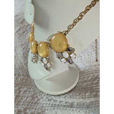 Vintage Orion Statement Necklace Gold Tone Beaded Rhinestone Accent 16" NWT - Thumbnail 14