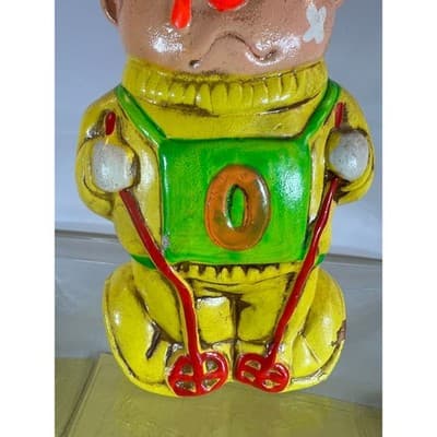 Rare Vintage Happy Sad Skier Ceramic Retro 60s 70s Figure Clown Bank - Thumbnail 17