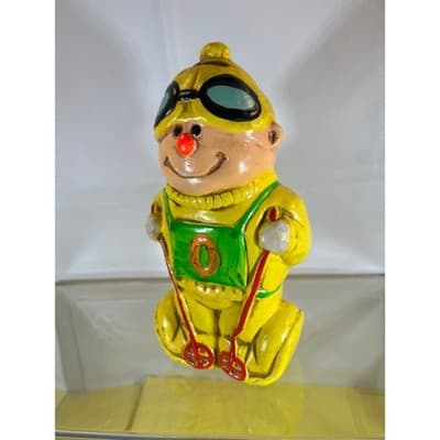 Rare Vintage Happy Sad Skier Ceramic Retro 60s 70s Figure Clown Bank - Thumbnail 8
