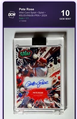 GRADE 10 2024 Wild Card Splat PETE ROSE AUTOGRAPH Baseball Card 1/1 MLB Rare