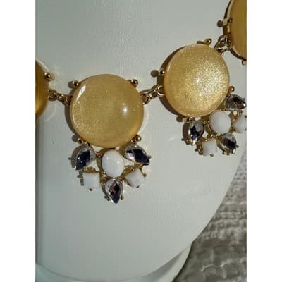 Vintage Orion Statement Necklace Gold Tone Beaded Rhinestone Accent 16" NWT - Thumbnail 15