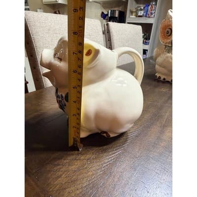 Smiley Vintage Shawnee Pig Pitcher 1950s USA Hand Painted Floral Design - Thumbnail 14