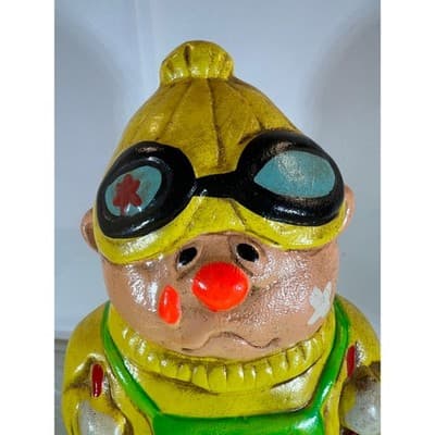 Rare Vintage Happy Sad Skier Ceramic Retro 60s 70s Figure Clown Bank - Thumbnail 16