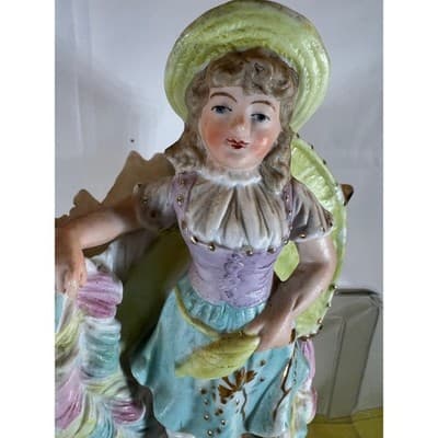 Vintage MCM Porcelain Victorian Girl Vase Figurine Lady Decor - Thumbnail 9