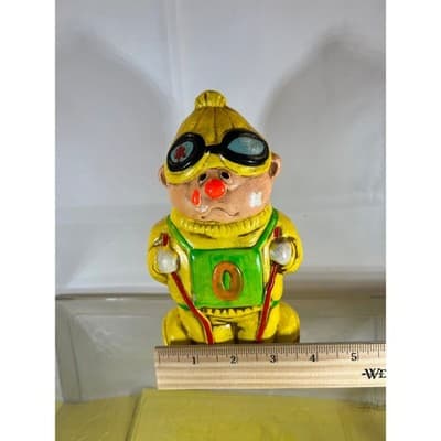 Rare Vintage Happy Sad Skier Ceramic Retro 60s 70s Figure Clown Bank - Thumbnail 11