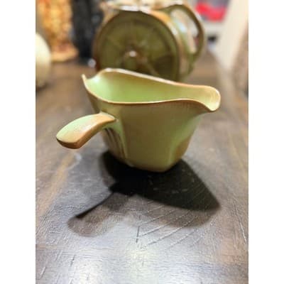 Frankoma GS Prairie Green Gravy Boat Double Sided Vintage Pottery - Thumbnail 8