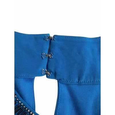 Jones New York Embellished Neckline Sleeveless Tiered Midi Dress Blue 12 - Thumbnail 7