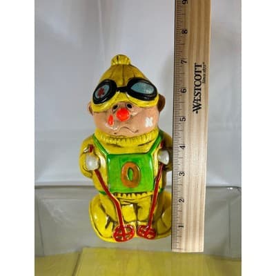 Rare Vintage Happy Sad Skier Ceramic Retro 60s 70s Figure Clown Bank - Thumbnail 13