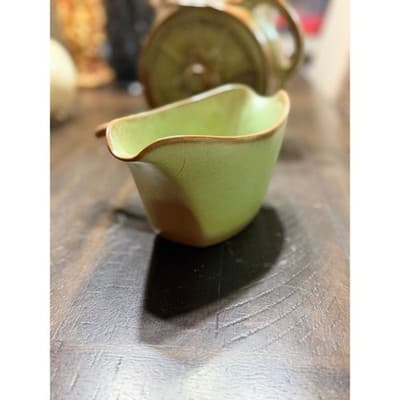 Frankoma GS Prairie Green Gravy Boat Double Sided Vintage Pottery - Thumbnail 6