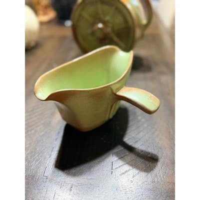 Frankoma GS Prairie Green Gravy Boat Double Sided Vintage Pottery - Thumbnail 3