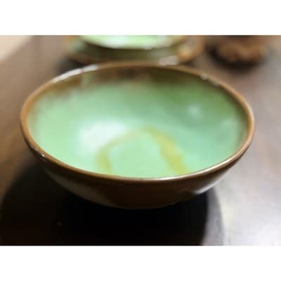 Vintage Frankoma Pottery Prairie Green Round Serving Bowl Dish #224 - Thumbnail 2
