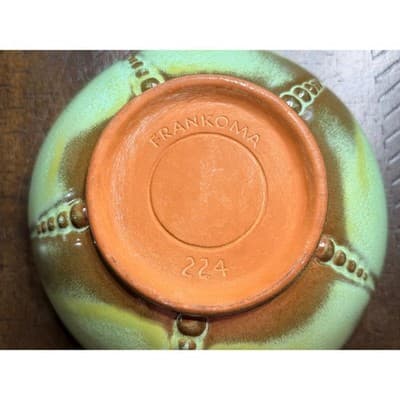 Vintage Frankoma Pottery Prairie Green Round Serving Bowl Dish #224 - Thumbnail 10