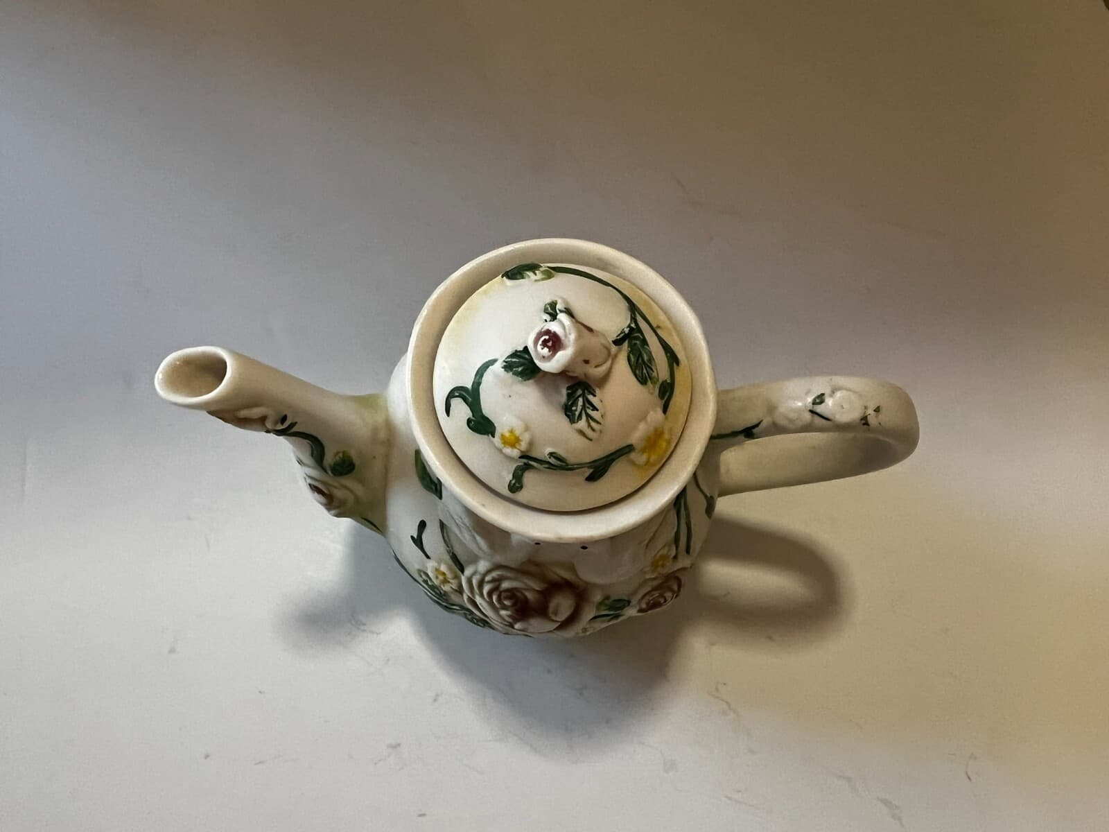 Doves Floral Ornate Flower Porcelain Design Ceramic Teapot Vintage 8" Food Safe - Thumbnail 11