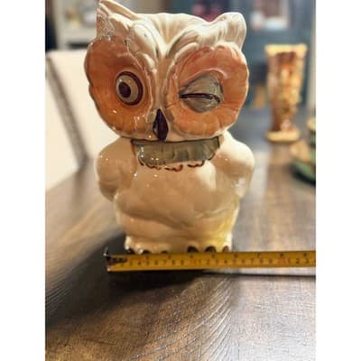 Vintage Shawnee USA Winking Owl Cookie Jar Large 1940's Hand Painted Design 11" - Thumbnail 11