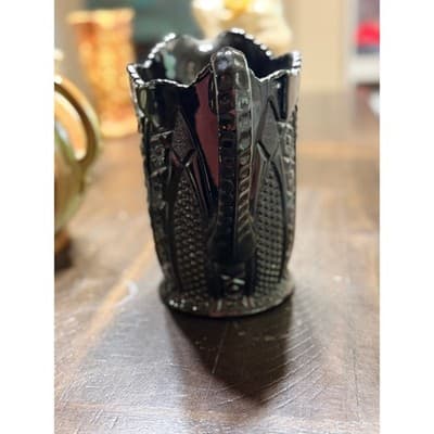 Vintage Indiana Glass Company Pitcher Monarch Pattern Tiara Black Glass 8" - Thumbnail 2