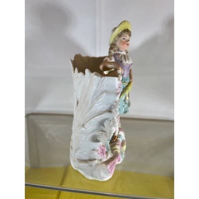 Vintage MCM Porcelain Victorian Girl Vase Figurine Lady Decor - Thumbnail 6