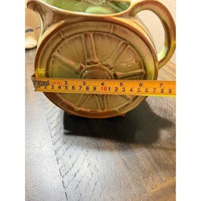 Vintage Frankoma Pottery Wagon Wheel Prairie Green Glaze Pitcher Large - Thumbnail 12