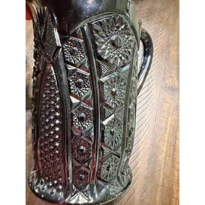 Vintage Indiana Glass Company Pitcher Monarch Pattern Tiara Black Glass 8" - Thumbnail 11