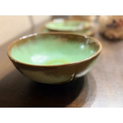 Vintage Frankoma Pottery Prairie Green Round Serving Bowl Dish #224 - Thumbnail 3