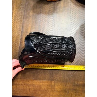 Vintage Indiana Glass Company Pitcher Monarch Pattern Tiara Black Glass 8" - Thumbnail 16