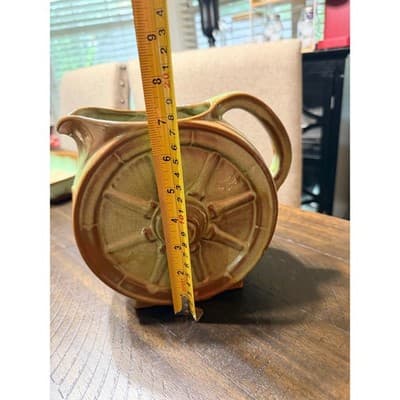 Vintage Frankoma Pottery Wagon Wheel Prairie Green Glaze Pitcher Large - Thumbnail 8