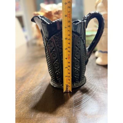 Vintage Indiana Glass Company Pitcher Monarch Pattern Tiara Black Glass 8" - Thumbnail 13