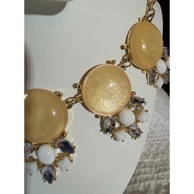 Vintage Orion Statement Necklace Gold Tone Beaded Rhinestone Accent 16" NWT - Thumbnail 3