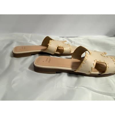 A New Day Women's Helena Whipstitch Slide Open Toe Sandal Beige 5.5 - Thumbnail 8