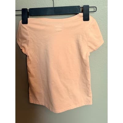 Garanimals Butterfly Graphic Girls Pull On Crew Neck Short Sleeve Top Peach 5T - Thumbnail 7