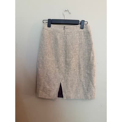 Calvin Klein Women's Tweed Straight & Pencil Back Slit Mini Skirt Beige M - Thumbnail 9