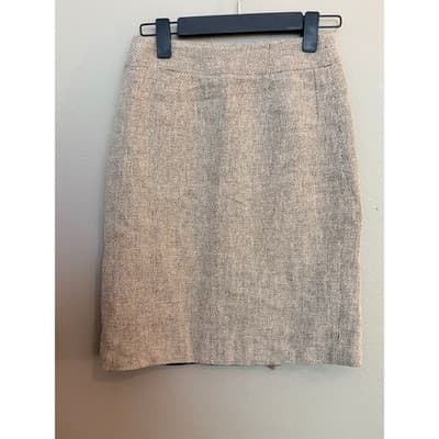 Calvin Klein Women's Tweed Straight & Pencil Back Slit Mini Skirt Beige M - Thumbnail 2