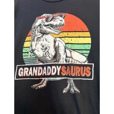 Grandaddy Saurus Men's Dinosaur Graphic Crew Neck Short Sleeve T Shirt Black 2XL - Thumbnail 5