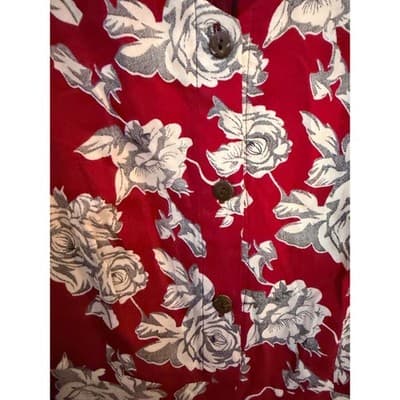 Women’s Red Floral Mini Dress Sleeveless Button Front Spring Summer Size Medium - Thumbnail 7