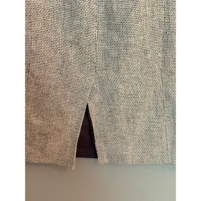 Calvin Klein Women's Tweed Straight & Pencil Back Slit Mini Skirt Beige M - Thumbnail 8