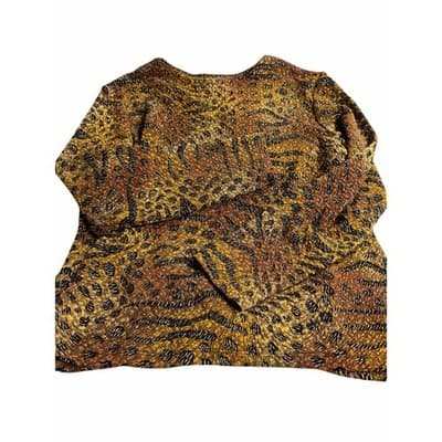 Soft Works Women’s Dress Animal Print Long Sleeve Top Brown XXL V-neck Blouse - Thumbnail 3