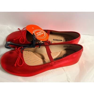 Wonder Nation Ruby Satin Slippers Ballet Slip On Elastic Strap Shoes Red 6 NWT - Thumbnail 2