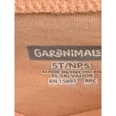 Garanimals Butterfly Graphic Girls Pull On Crew Neck Short Sleeve Top Peach 5T - Thumbnail 5