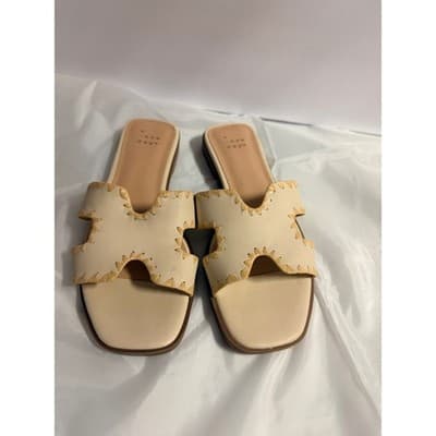 A New Day Women's Helena Whipstitch Slide Open Toe Sandal Beige 5.5 - Thumbnail 5