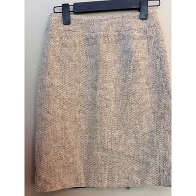 Calvin Klein Women's Tweed Straight & Pencil Back Slit Mini Skirt Beige M - Thumbnail 7