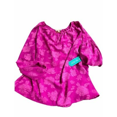 Pioneer Woman Pheasant Keyhole Bar Front Blouse Hot Pink Size 1X NWT - Thumbnail 2