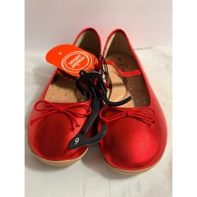 Wonder Nation Ruby Satin Slippers Ballet Slip On Elastic Strap Shoes Red 6 NWT - Thumbnail 3