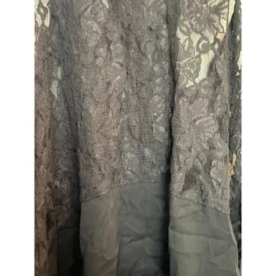 Women's Floral Lace Overlay Sheer Chiffon Hem Sleeveless Tank Top Black S - Thumbnail 5