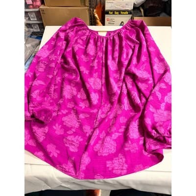 Pioneer Woman Pheasant Keyhole Bar Front Blouse Hot Pink Size 1X NWT - Thumbnail 8