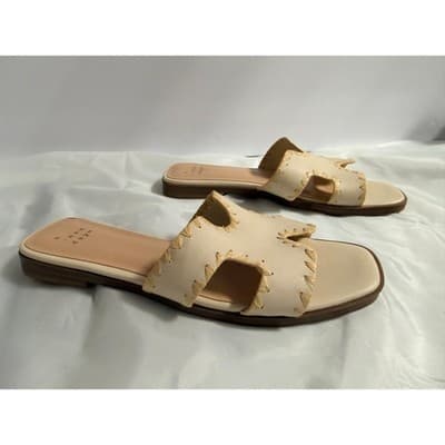 A New Day Women's Helena Whipstitch Slide Open Toe Sandal Beige 5.5 - Thumbnail 3