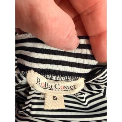 Rolla Coaster Bodice One Piece Stripes Bodysuit White Black Small Keyhole Neck - Thumbnail 6