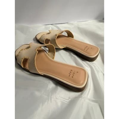 A New Day Women's Helena Whipstitch Slide Open Toe Sandal Beige 5.5 - Thumbnail 10