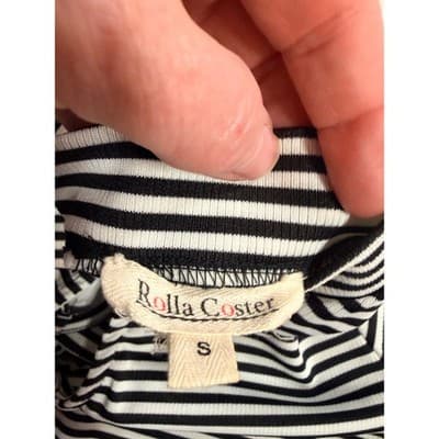Rolla Coaster Bodice One Piece Stripes Bodysuit White Black Small Keyhole Neck - Thumbnail 8